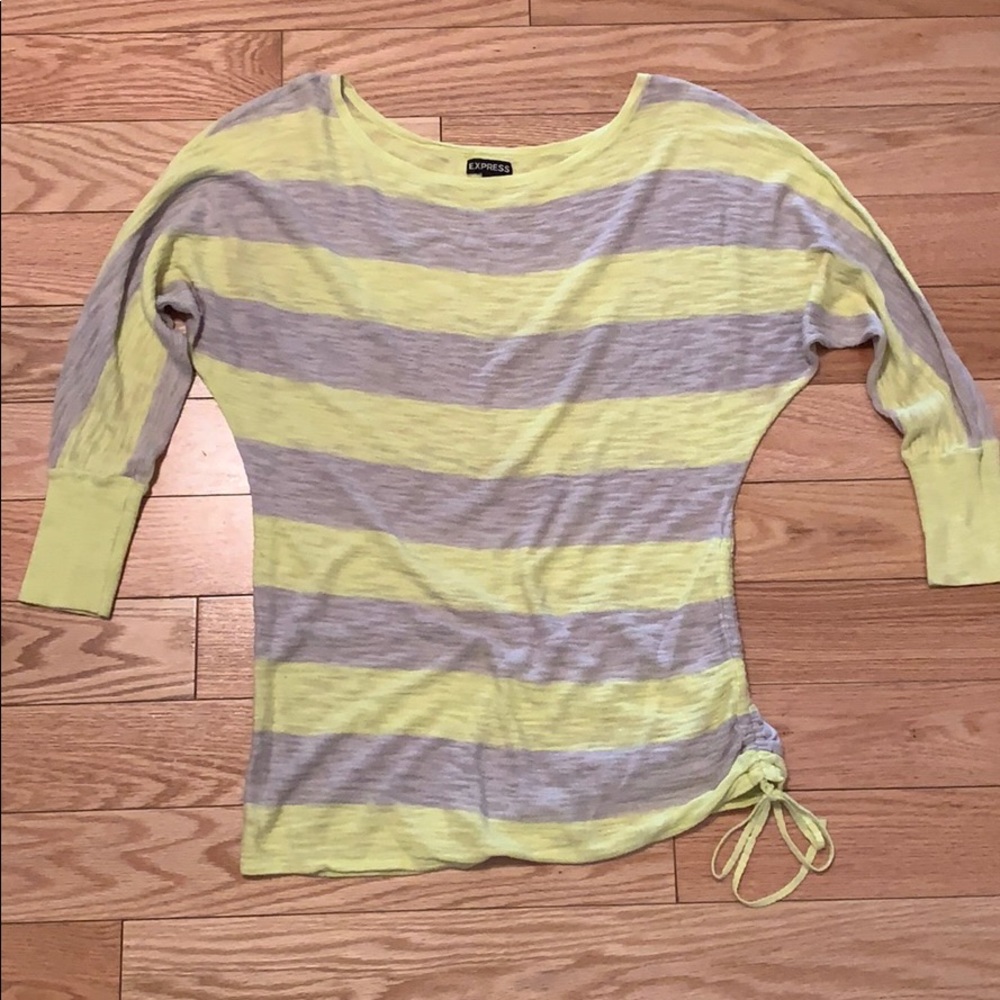 Express neon yellow and grey sweater